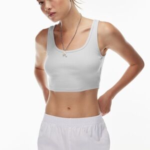 TNA ARITZIA RIBBED CROPPED TANK HEATHERED GRAY SMALL